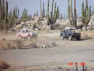 Towing Old Horse Race truck back to pit area